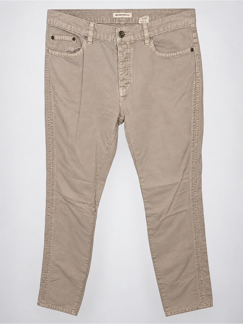 John Varvatos U.S.A. Women’s Beige Cotton Pants Size 34 Straight Leg Button Fly